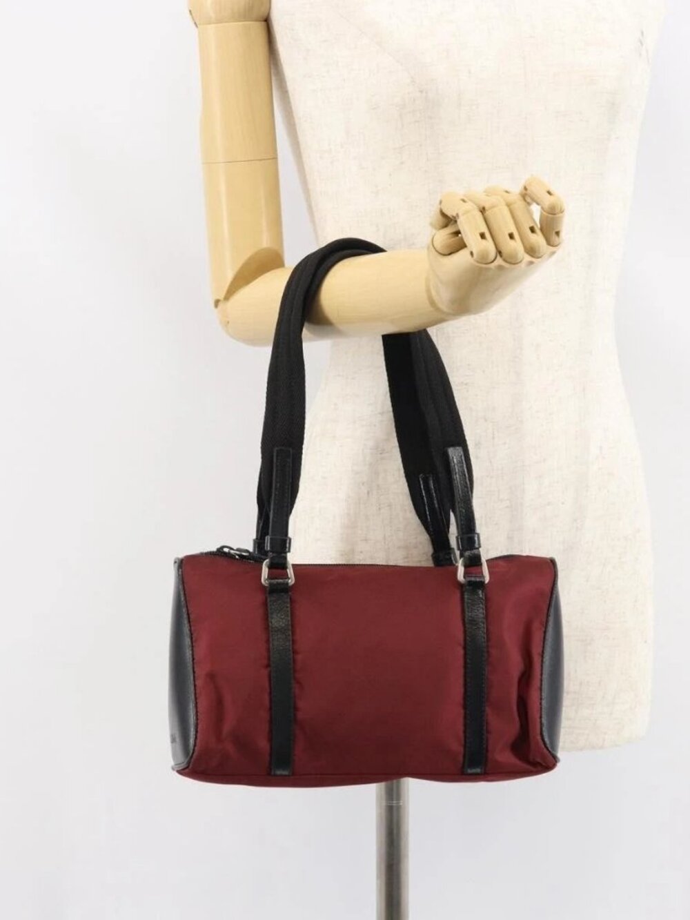 PRADA Hand Bag Nylon Bordeaux Silver Auth am10143 - Picture 14 of 16